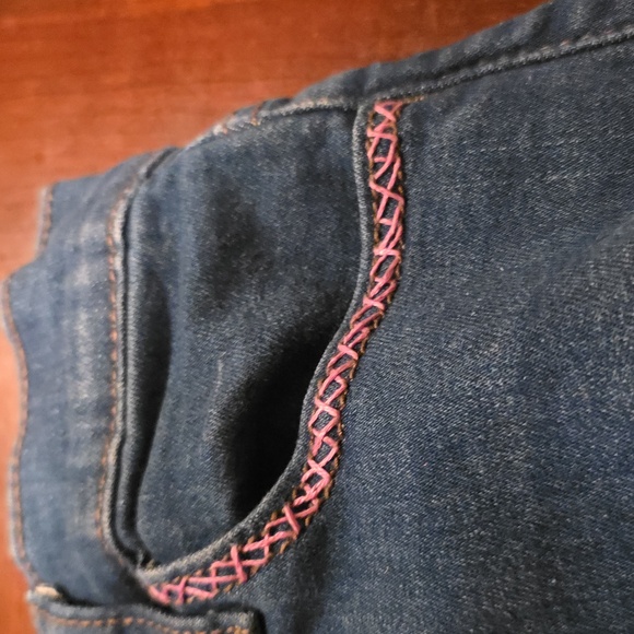 Upcycled GIRLS Denim Jeans Molly Made It From Womans Jeans with Heart Patches - Picture 10 of 12